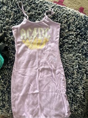 AC/DC Lilac Graphic Tank with Yellow Print
